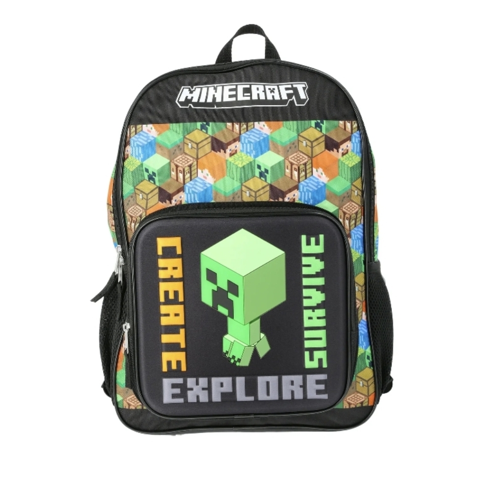 Minecraft Creeper "Create, Survive, Explore" Boys' 17" Light Up Backpack
